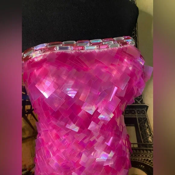 Jovani hot pink sexy cocktail dress, Size 6 - Picture 3 of 8